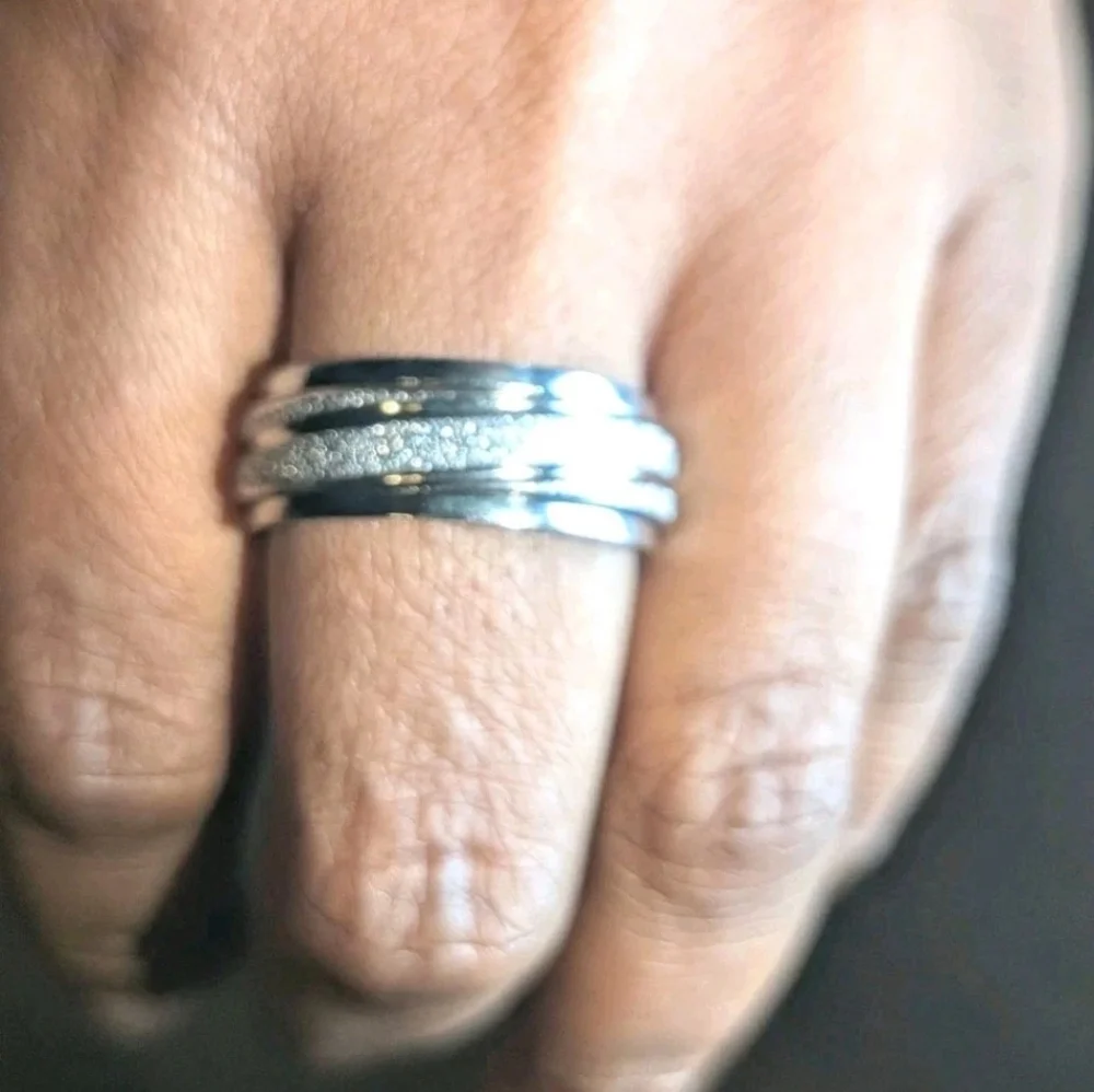 Retro High Quality Luxury 925 Sterling Silver Frosted Men’s Fidget Spinner Ring9
